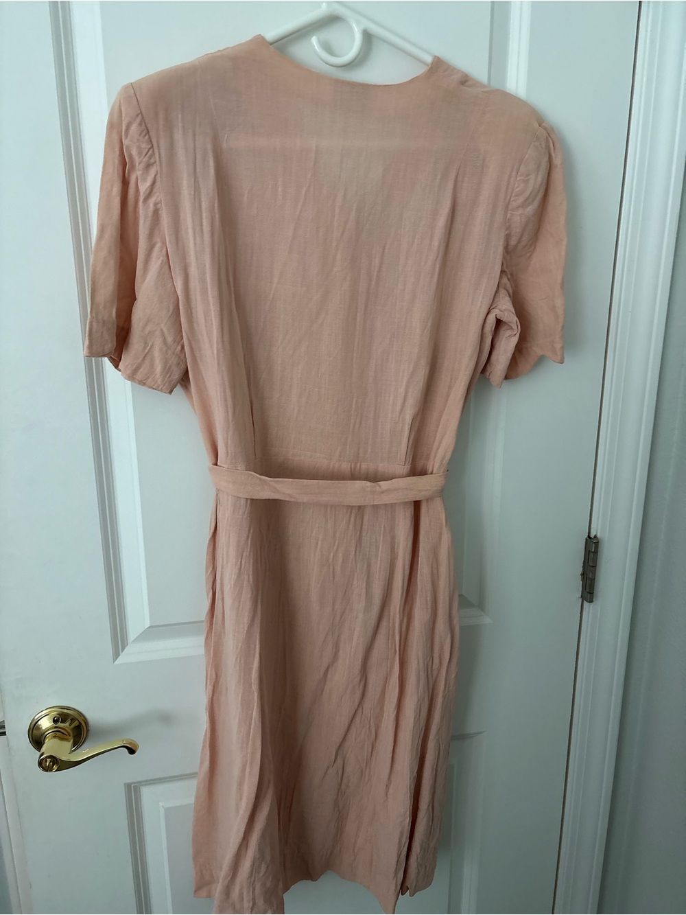 Vintage 80s pale pink Martha Manning linen midi dress scallop floral embroidery - Picture 7 of 9